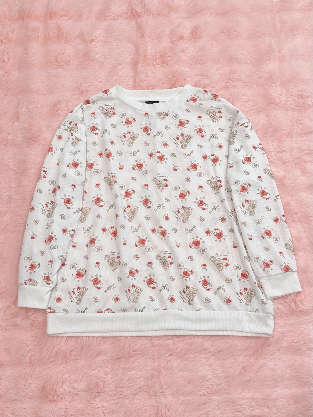 Hello Kitty White Popcorn Crewneck Sweater